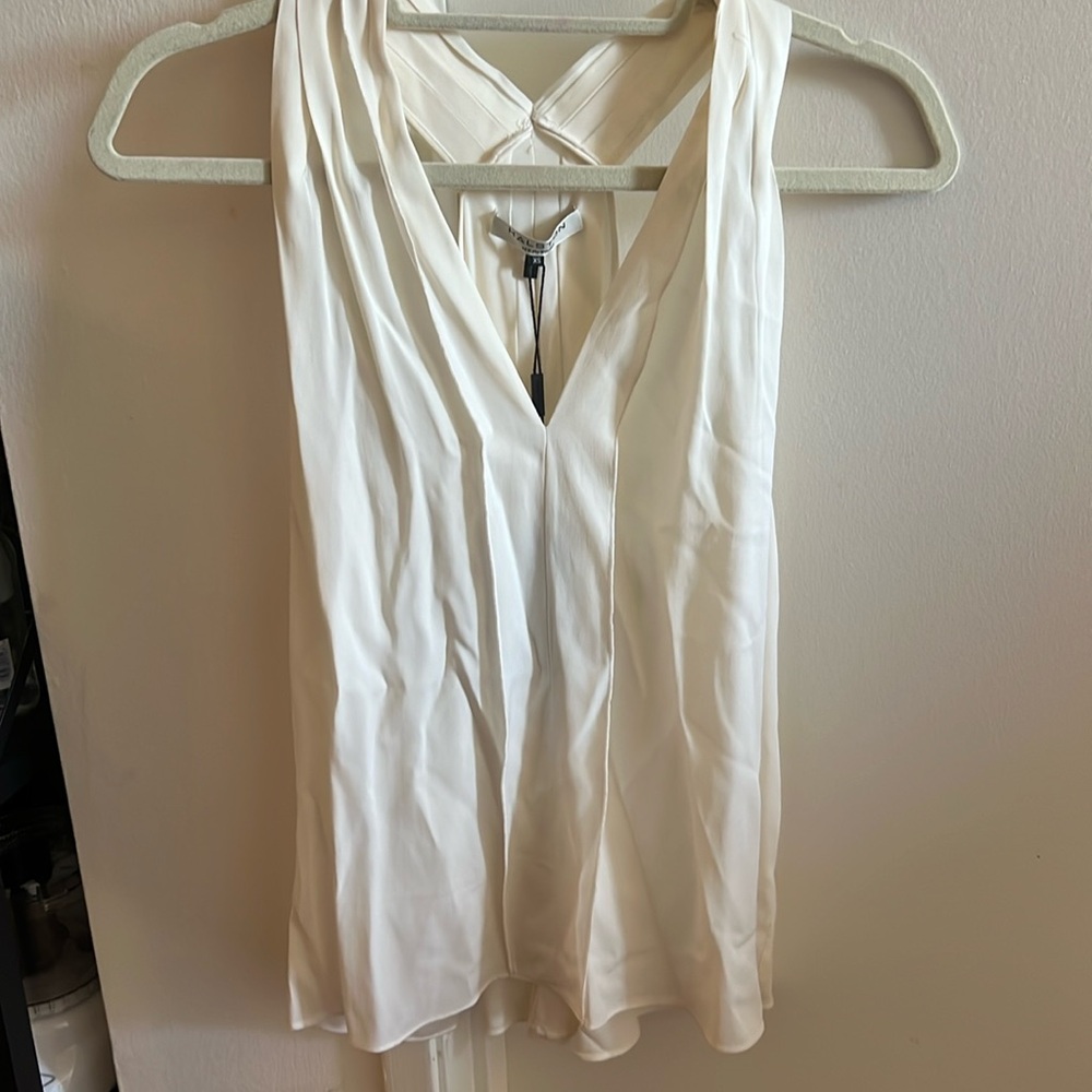 Halston heritage satin racer back tank top